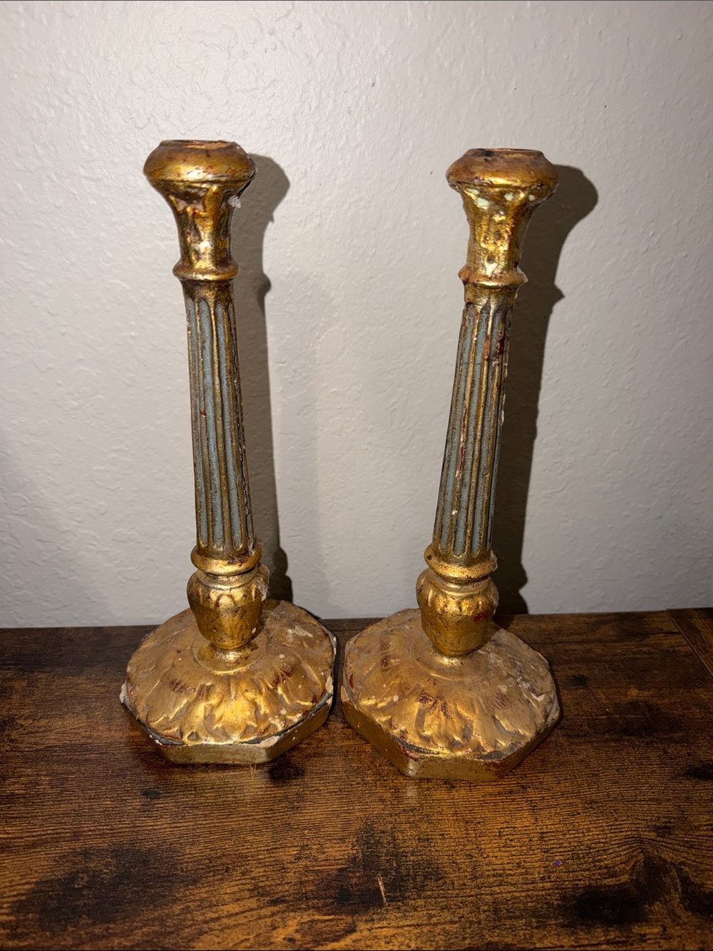Vintage Pair of French Empire Gilt Bronze Candle Sticks Borghese Italy Gold